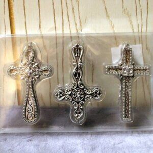 Cross Silver Color Christmas Ornaments - New in Box